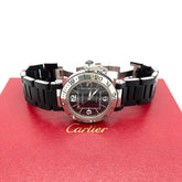 CARTIER 파샤 시타이머 자동 스테인리스 스틸 및 고무 시계
